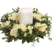 White Rose Wreath and Candle